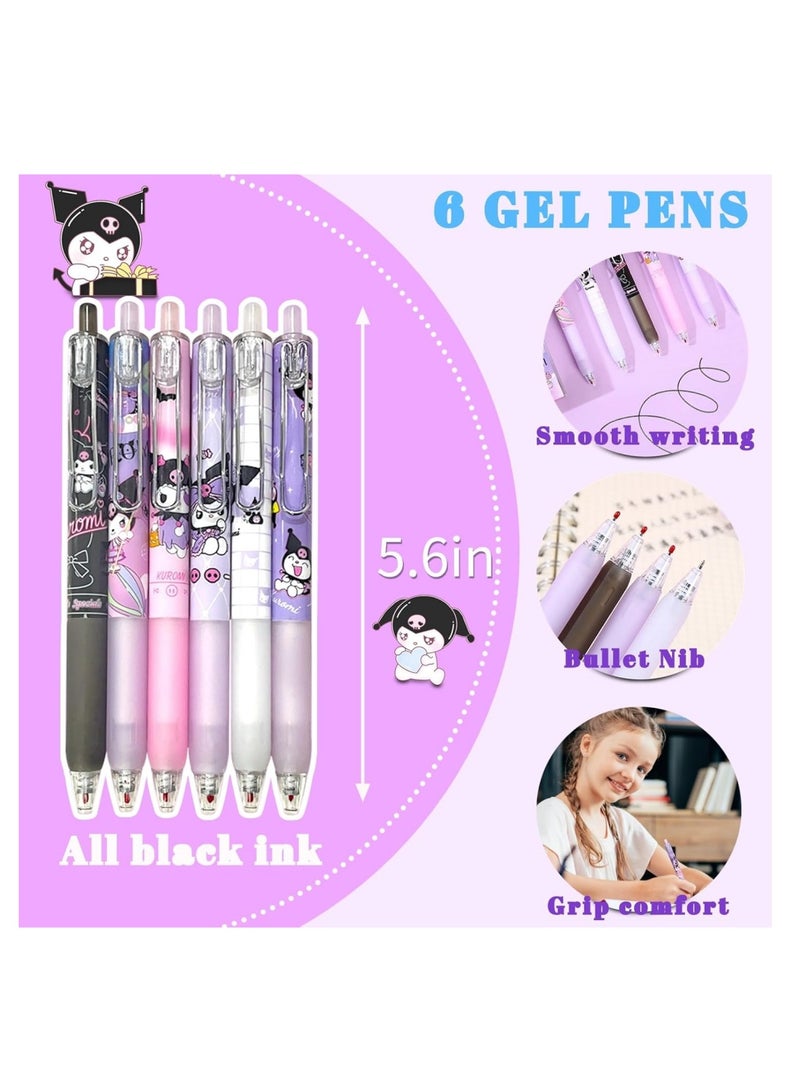Coolchic School Supplies Set,Cute Stationery Gift Set,Kawaii Back to School Stationary Including A5 Notebook Pencil Case,Pens,Stickers,ID Badge holder,Ruler Eraser Kids Birthday Gifts (Kuromi) - Image 2